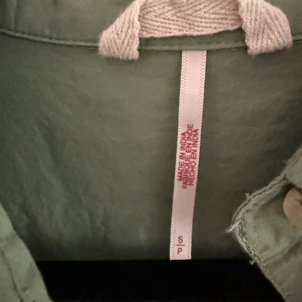 Free People Lightweight Button-Front Shirt Jacket in Sage Green - Picture 2 of 3